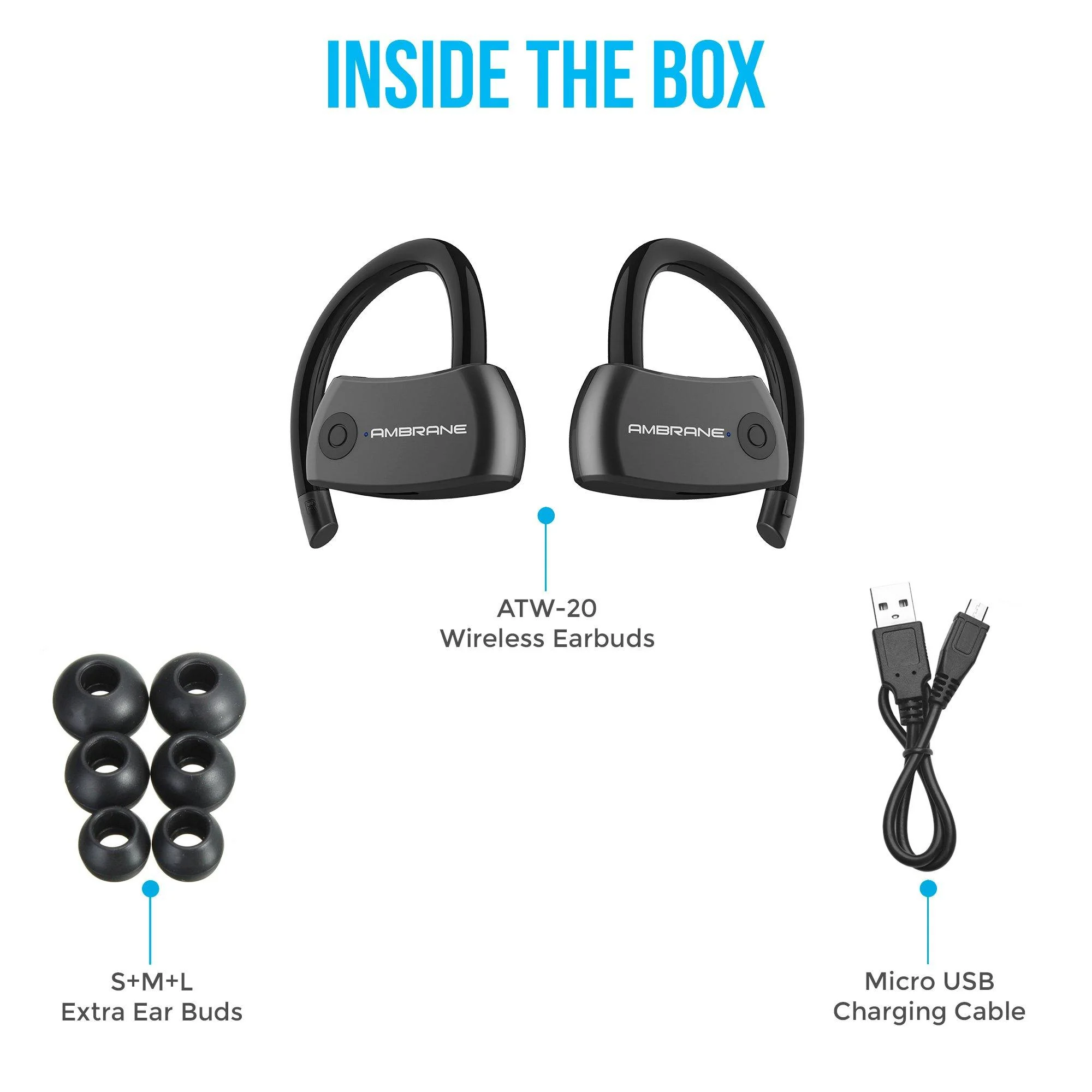 Ambrane AERO Smart Voice Assistant Enabled Around The Ear True Wireless Earbuds (ATW-20, Black) - Image 4